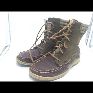 Sperry lace up topsider boat shoe style boot sz 8